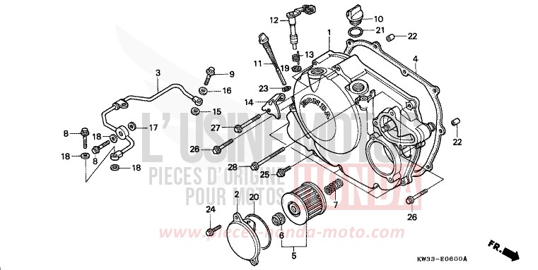 KURBELGEHAEUSEABDECKUNG von Dominator 250 CHECKER BLACK METALLIC (NH217K) von 1989